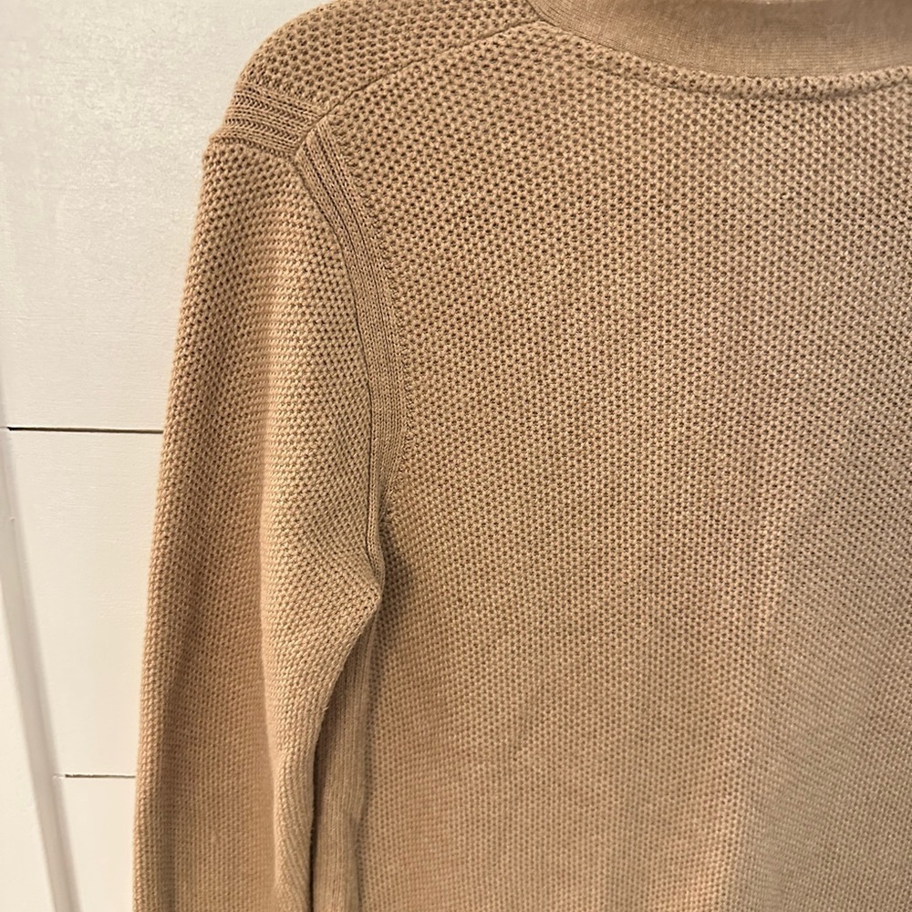 J JILL S Mixed textures tan cable knit classic sophisticated open cardigan - Picture 4 of 14